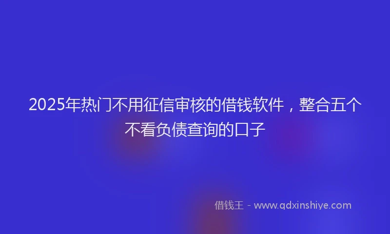 2025年热门不用征信审核的借钱软件，整合五个不看负债查询的口子