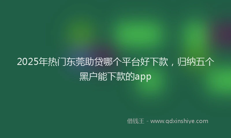 2025年热门东莞助贷哪个平台好下款，归纳五个黑户能下款的app