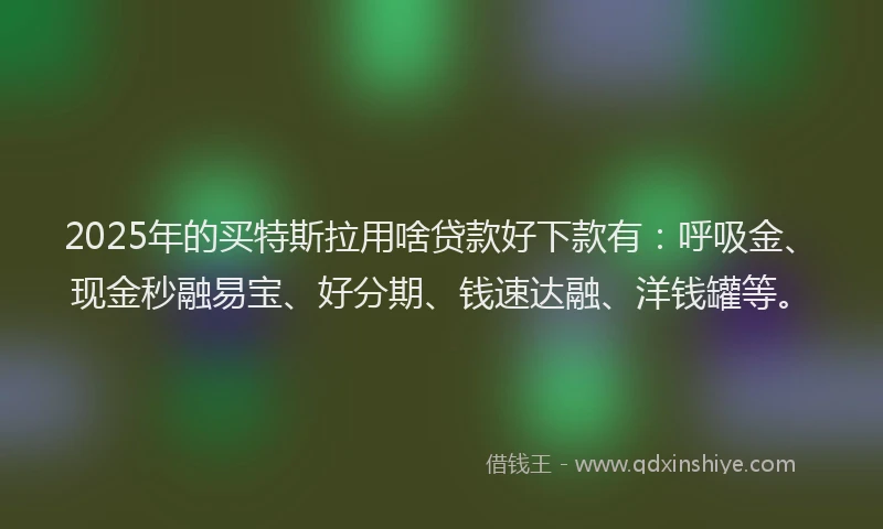2025年的买特斯拉用啥贷款好下款有：呼吸金、现金秒融易宝、好分期、钱速达融、洋钱罐等。