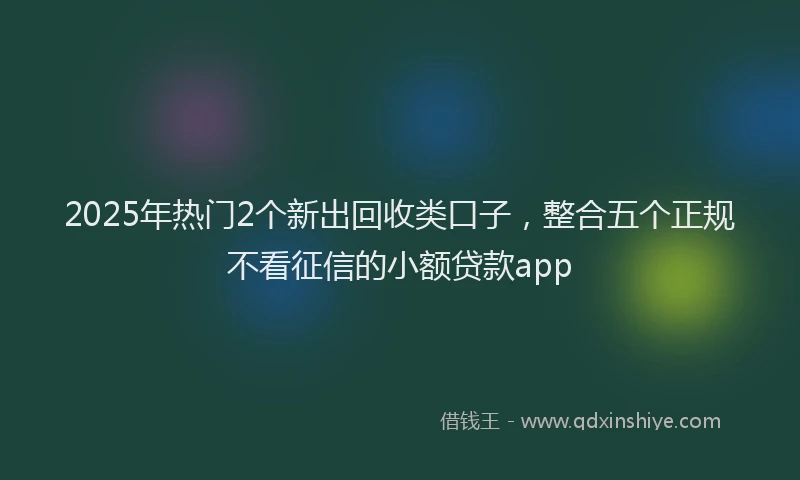2025年热门2个新出回收类口子，整合五个正规不看征信的小额贷款app