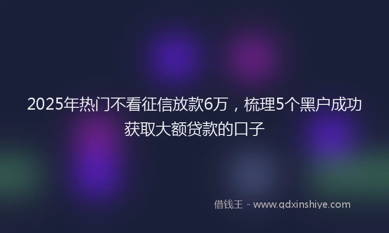 2025年热门不看征信放款6万，梳理5个黑户成功获取大额贷款的口子