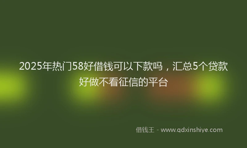 2025年热门58好借钱可以下款吗，汇总5个贷款好做不看征信的平台