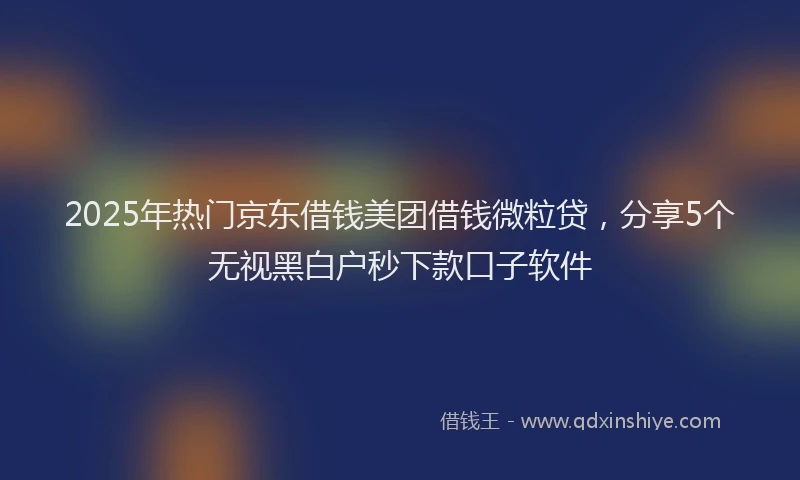 2025年热门京东借钱美团借钱微粒贷，分享5个无视黑白户秒下款口子软件
