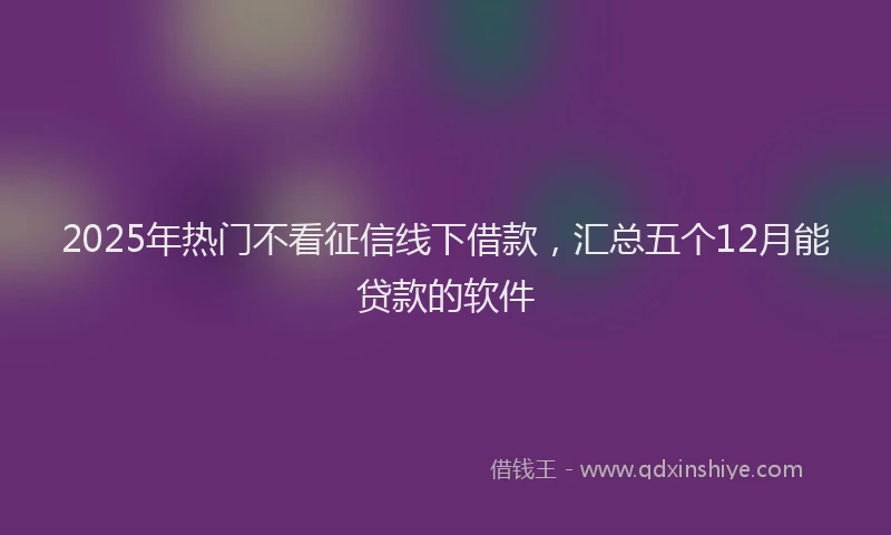 2025年热门不看征信线下借款，汇总五个12月能贷款的软件