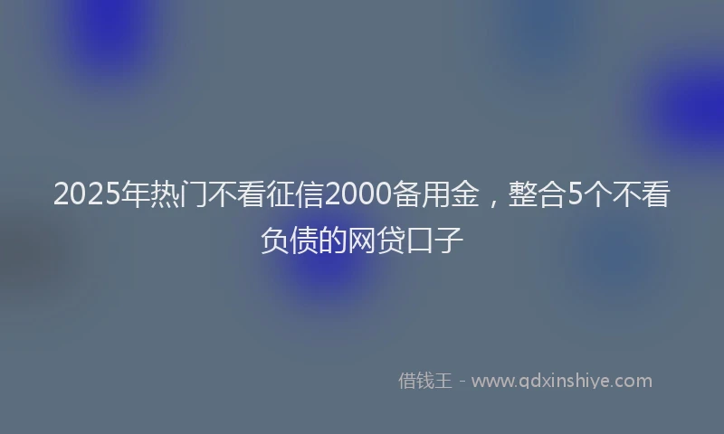 2025年热门不看征信2000备用金，整合5个不看负债的网贷口子