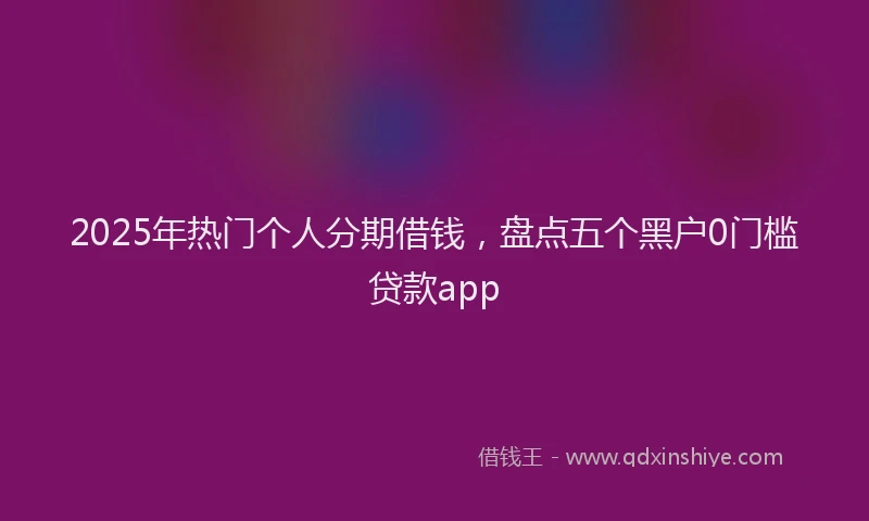 2025年热门个人分期借钱，盘点五个黑户0门槛贷款app