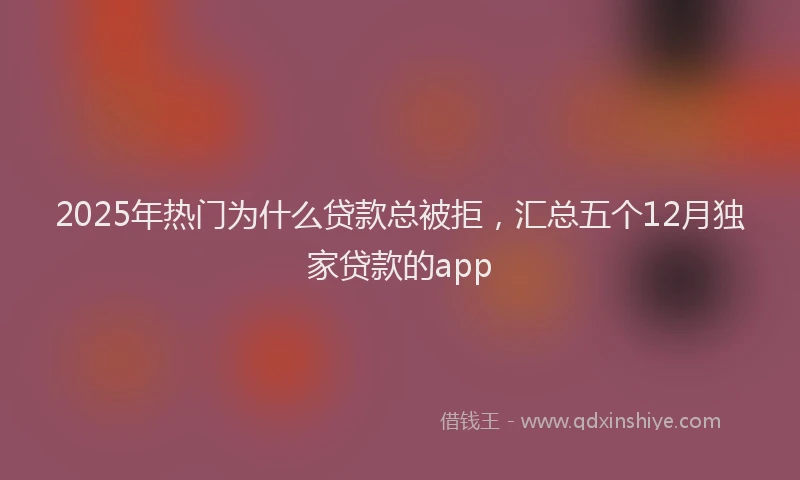 2025年热门为什么贷款总被拒，汇总五个12月独家贷款的app