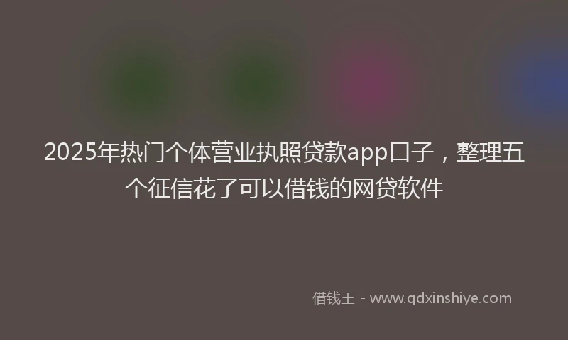 2025年热门个体营业执照贷款app口子，整理五个征信花了可以借钱的网贷软件