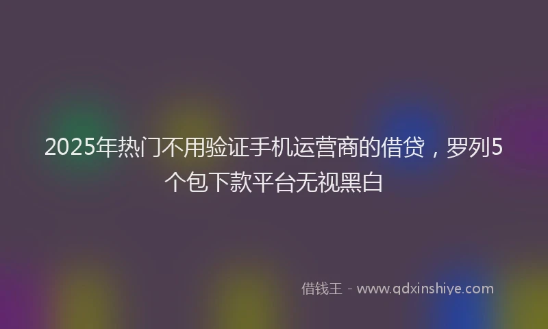 2025年热门不用验证手机运营商的借贷，罗列5个包下款平台无视黑白