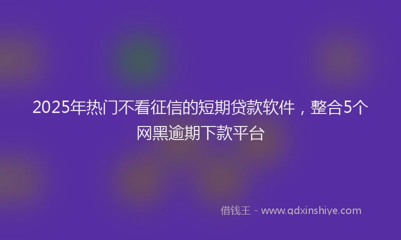 2025年热门不看征信的短期贷款软件，整合5个网黑逾期下款平台