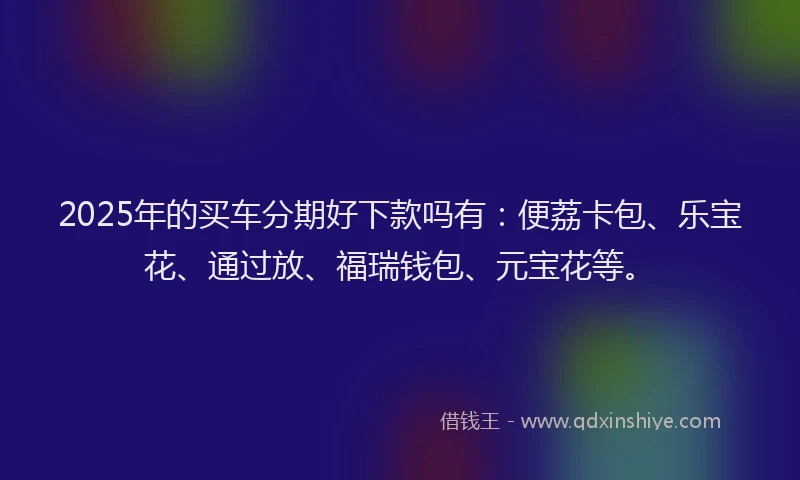 2025年的买车分期好下款吗有：便荔卡包、乐宝花、通过放、福瑞钱包、元宝花等。