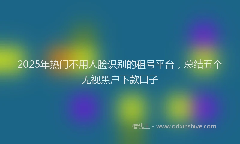 2025年热门不用人脸识别的租号平台，总结五个无视黑户下款口子