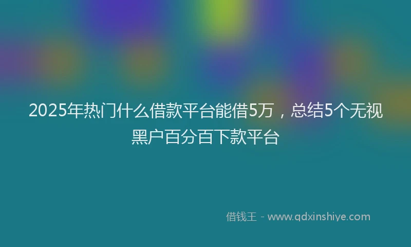 2025年热门什么借款平台能借5万，总结5个无视黑户百分百下款平台