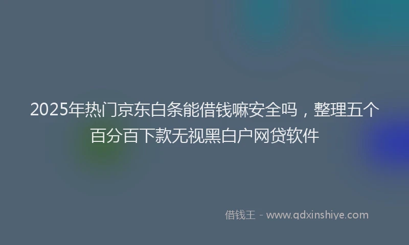 2025年热门京东白条能借钱嘛安全吗，整理五个百分百下款无视黑白户网贷软件