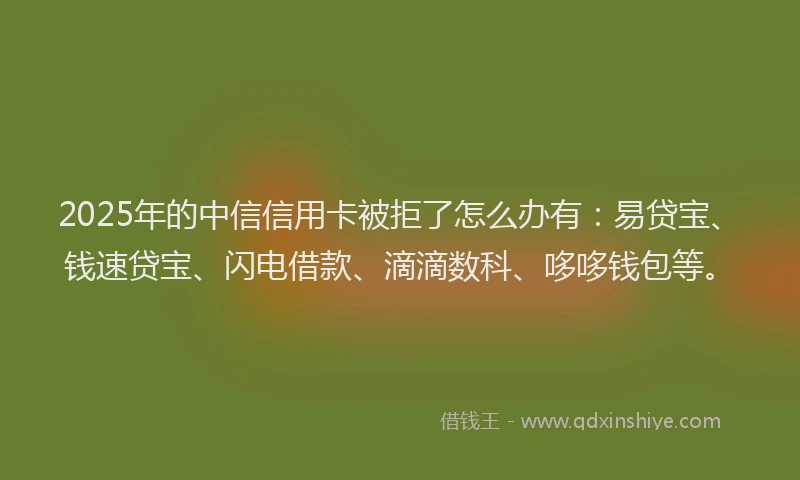 2025年的中信信用卡被拒了怎么办有：易贷宝、钱速贷宝、闪电借款、滴滴数科、哆哆钱包等。