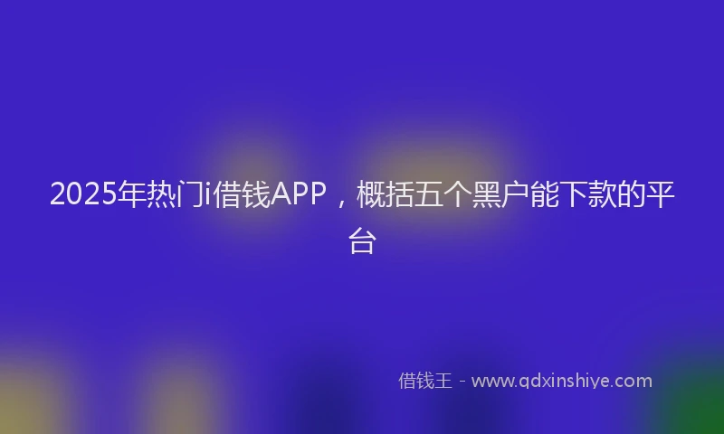 2025年热门i借钱APP，概括五个黑户能下款的平台