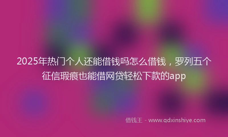2025年热门个人还能借钱吗怎么借钱，罗列五个征信瑕疵也能借网贷轻松下款的app