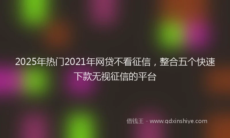 2025年热门2021年网贷不看征信，整合五个快速下款无视征信的平台