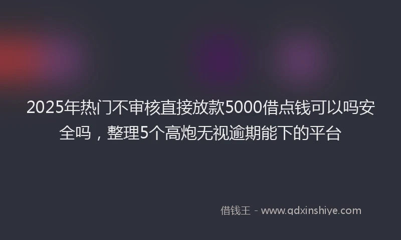 2025年热门不审核直接放款5000借点钱可以吗安全吗，整理5个高炮无视逾期能下的平台