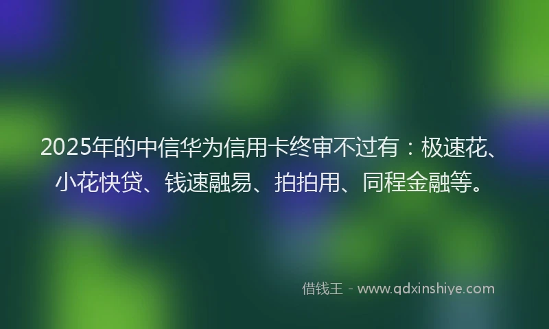 2025年的中信华为信用卡终审不过有：极速花、小花快贷、钱速融易、拍拍用、同程金融等。