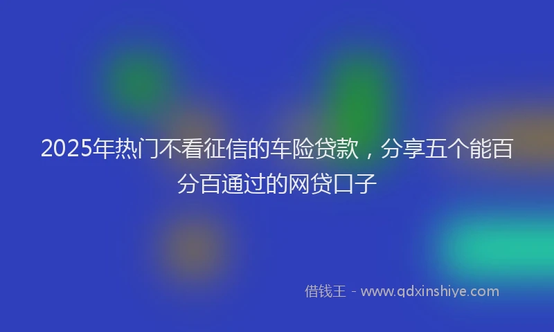 2025年热门不看征信的车险贷款，分享五个能百分百通过的网贷口子