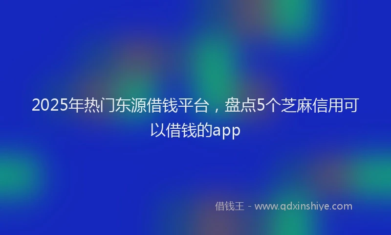 2025年热门东源借钱平台，盘点5个芝麻信用可以借钱的app