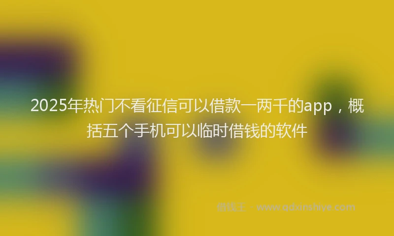 2025年热门不看征信可以借款一两千的app，概括五个手机可以临时借钱的软件