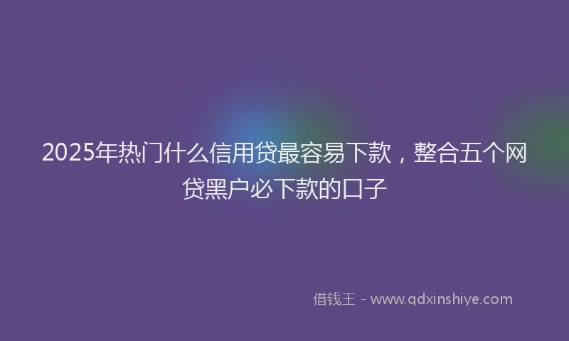 2025年热门什么信用贷最容易下款，整合五个网贷黑户必下款的口子
