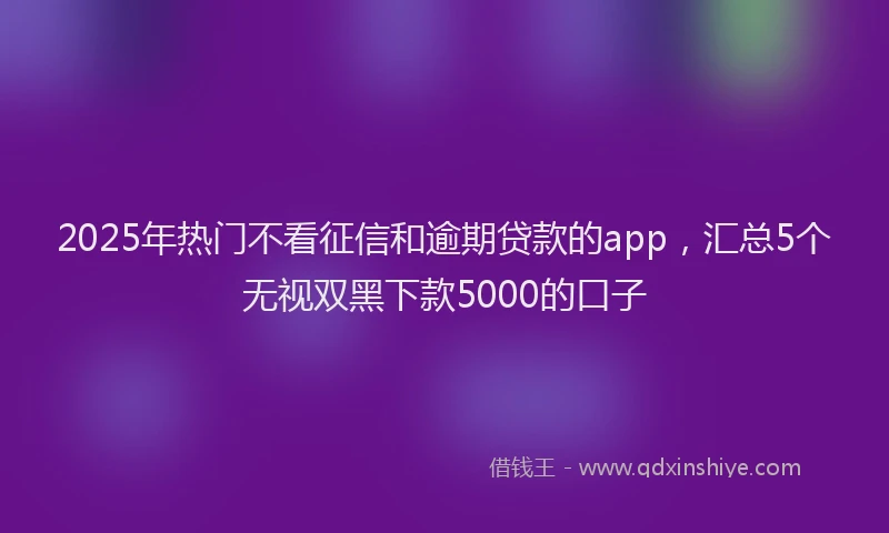 2025年热门不看征信和逾期贷款的app，汇总5个无视双黑下款5000的口子