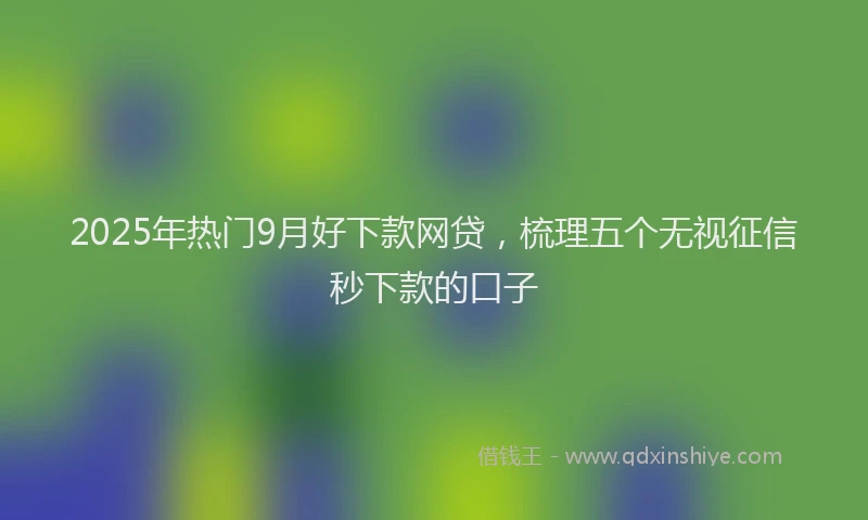 2025年热门9月好下款网贷，梳理五个无视征信秒下款的口子