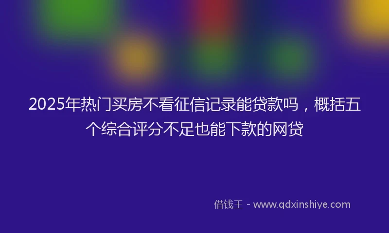 2025年热门买房不看征信记录能贷款吗，概括五个综合评分不足也能下款的网贷