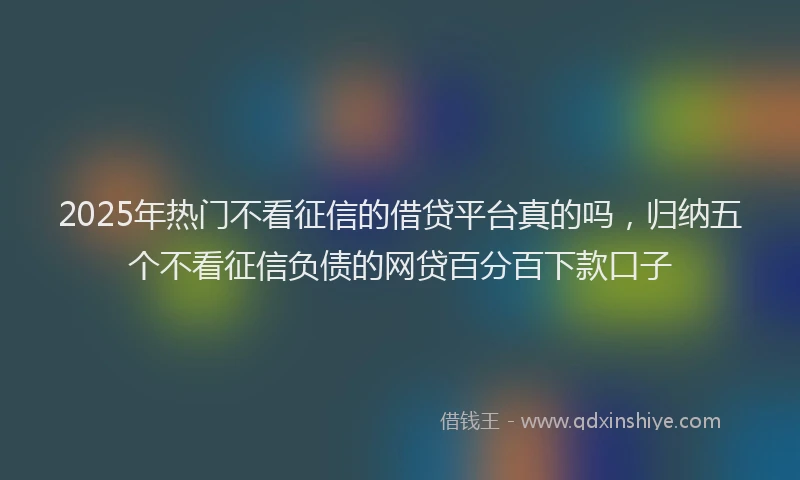 2025年热门不看征信的借贷平台真的吗，归纳五个不看征信负债的网贷百分百下款口子