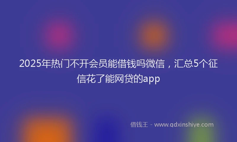 2025年热门不开会员能借钱吗微信，汇总5个征信花了能网贷的app