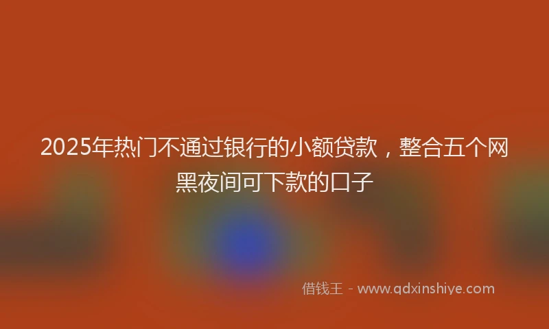 2025年热门不通过银行的小额贷款，整合五个网黑夜间可下款的口子