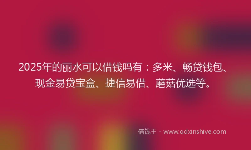 2025年的丽水可以借钱吗有：多米、畅贷钱包、现金易贷宝盒、捷信易借、蘑菇优选等。
