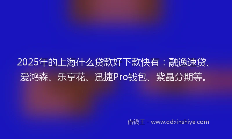 2025年的上海什么贷款好下款快有：融逸速贷、爱鸿森、乐享花、迅捷Pro钱包、紫晶分期等。