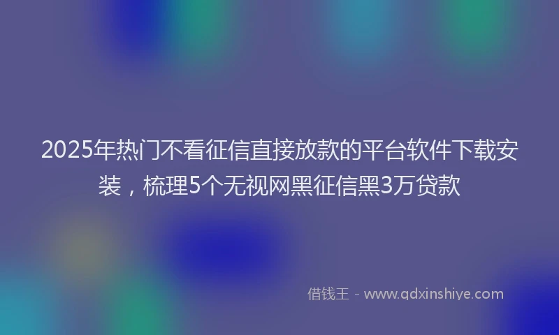 2025年热门不看征信直接放款的平台软件下载安装，梳理5个无视网黑征信黑3万贷款