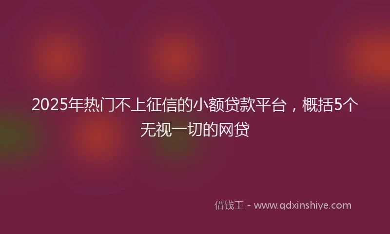 2025年热门不上征信的小额贷款平台，概括5个无视一切的网贷
