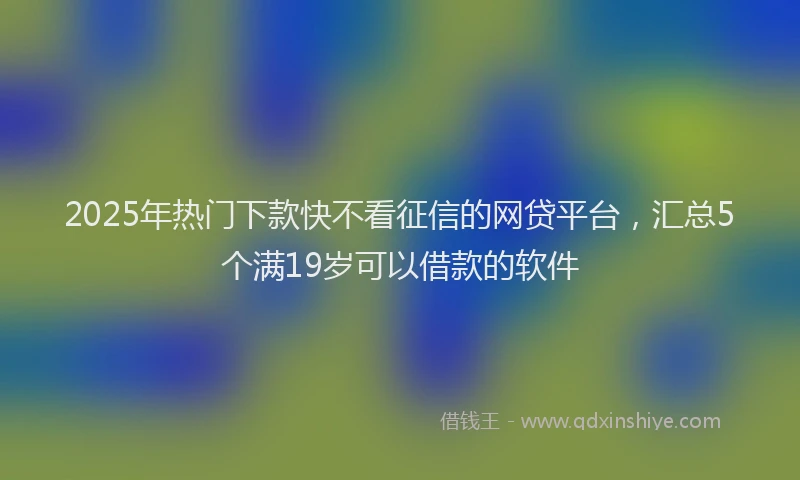 2025年热门下款快不看征信的网贷平台，汇总5个满19岁可以借款的软件