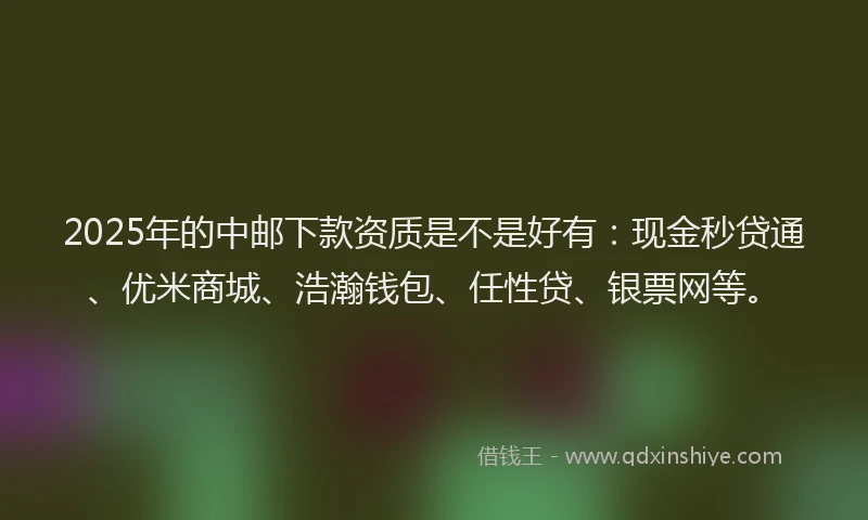 2025年的中邮下款资质是不是好有：现金秒贷通、优米商城、浩瀚钱包、任性贷、银票网等。