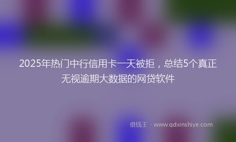 2025年热门中行信用卡一天被拒，总结5个真正无视逾期大数据的网贷软件
