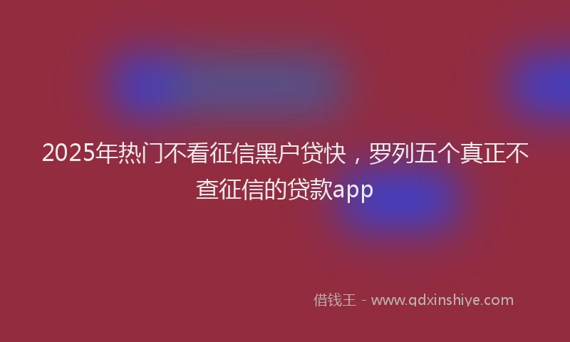 2025年热门不看征信黑户贷快，罗列五个真正不查征信的贷款app