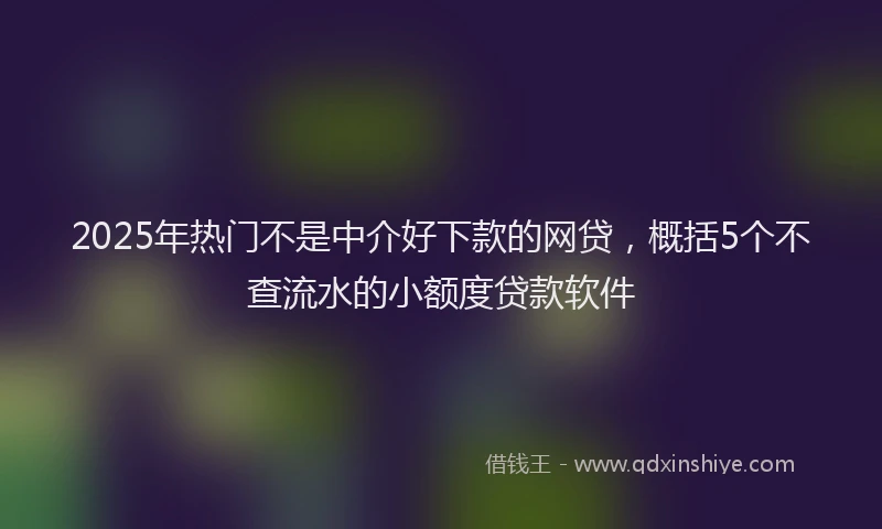 2025年热门不是中介好下款的网贷，概括5个不查流水的小额度贷款软件