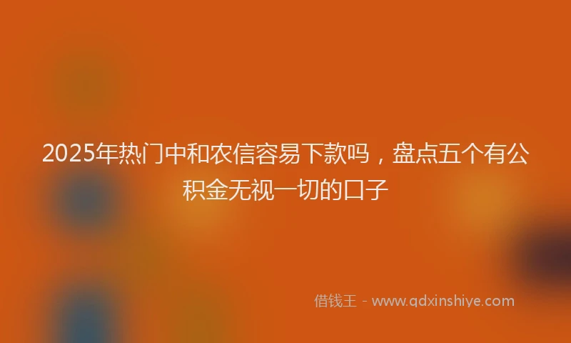 2025年热门中和农信容易下款吗，盘点五个有公积金无视一切的口子