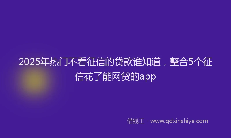 2025年热门不看征信的贷款谁知道，整合5个征信花了能网贷的app