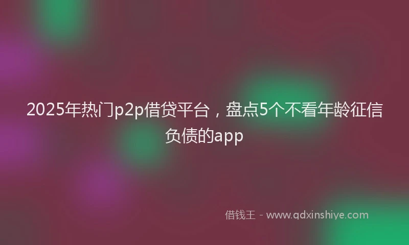 2025年热门p2p借贷平台，盘点5个不看年龄征信负债的app