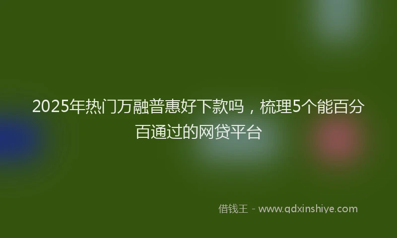 2025年热门万融普惠好下款吗，梳理5个能百分百通过的网贷平台