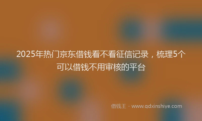 2025年热门京东借钱看不看征信记录，梳理5个可以借钱不用审核的平台