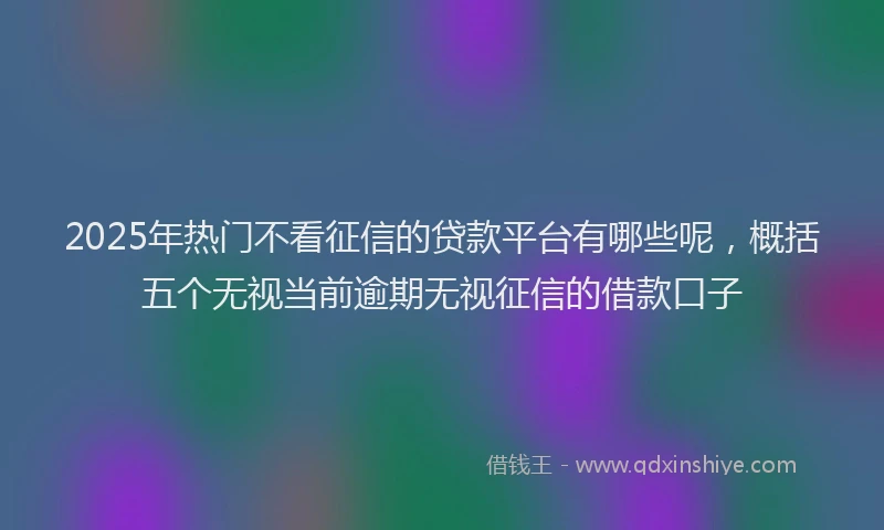 2025年热门不看征信的贷款平台有哪些呢，概括五个无视当前逾期无视征信的借款口子