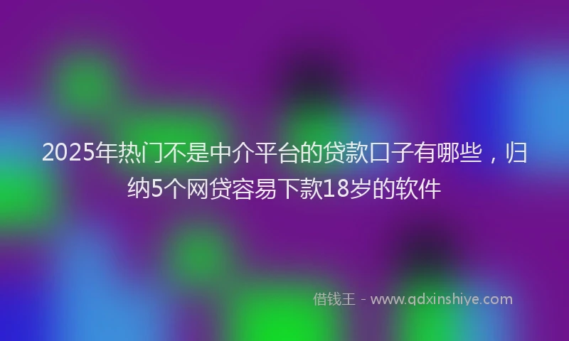2025年热门不是中介平台的贷款口子有哪些，归纳5个网贷容易下款18岁的软件